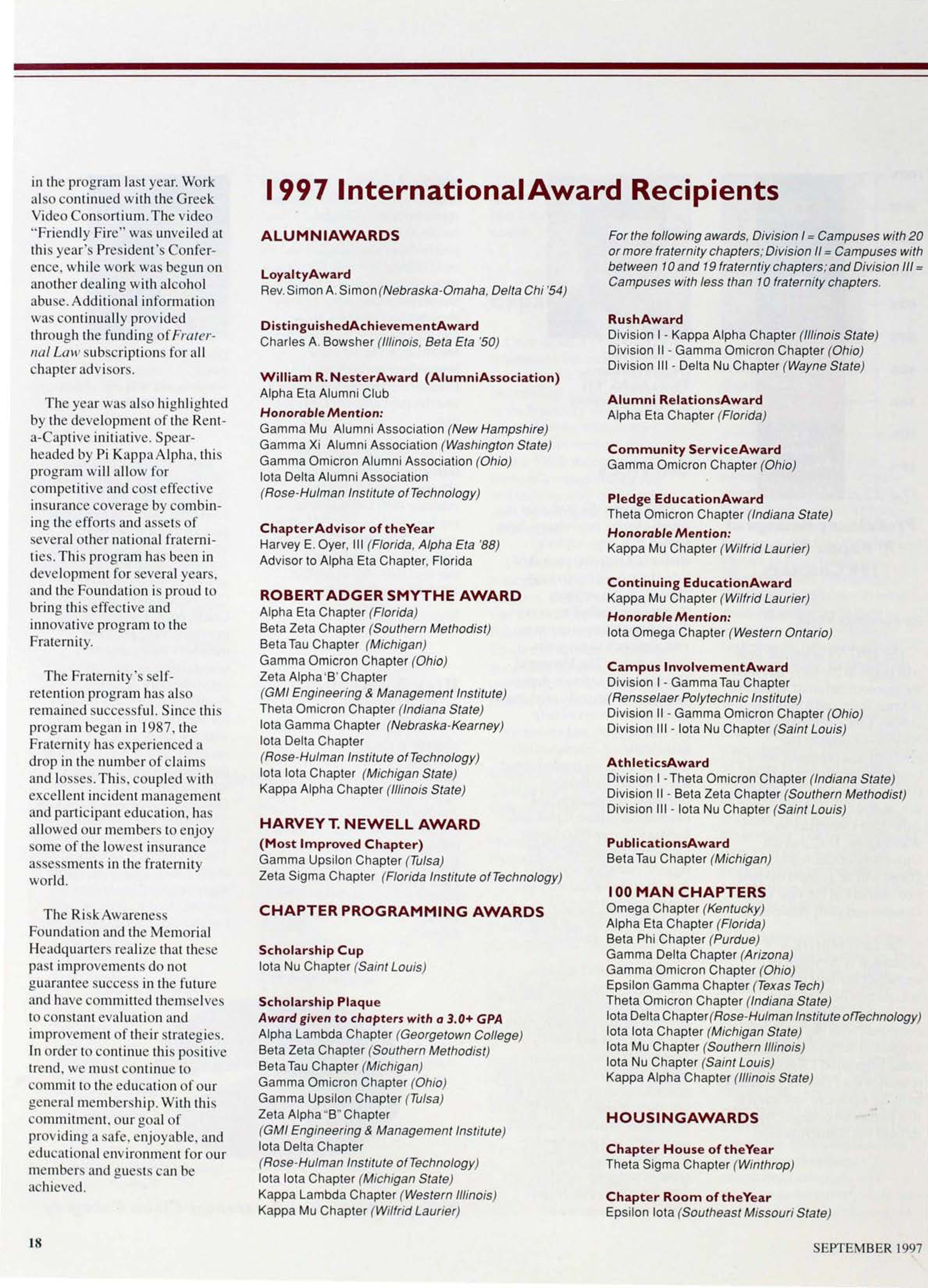1997 International Award Recipients